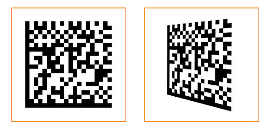 Data Matrix codes | Correct and skewed image