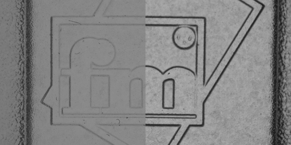 Transparent plastic with embossing: diffuse backlight vs. collimated light